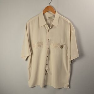 Bamboo Cay Lovely Pineapple Tropical Camp Shirt Sz XL Embroidered Short Sleeve